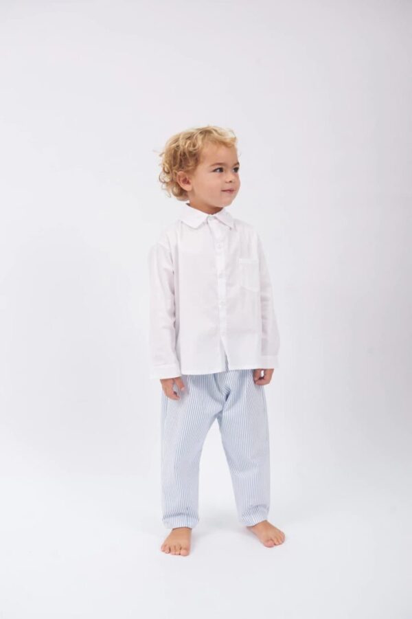 PANTALÓN GABARDINA RAYADO CELESTE - Imagen 3