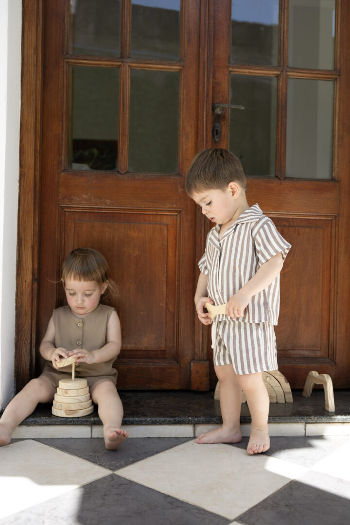 SHORTS VERANO - RAYADO MARRÓN