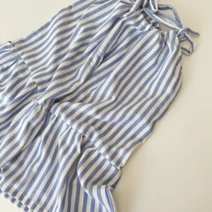 VESTIDO SOLERA RAYADO - CELESTE